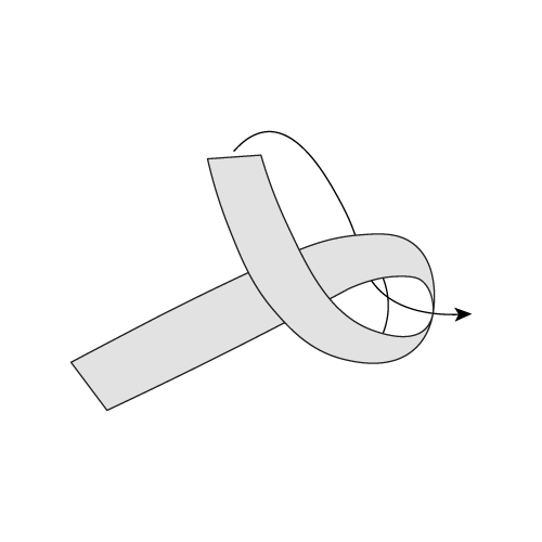 Paper strip forming a loop at one end.
